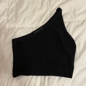 One shoulder black tank top